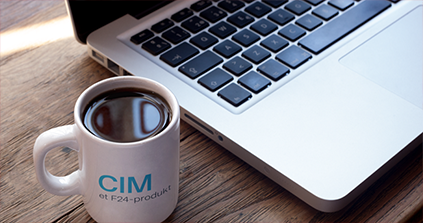 Kampanje, kaffe med CIM-logo